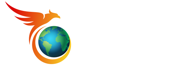 horizontal phoenix logo with white type