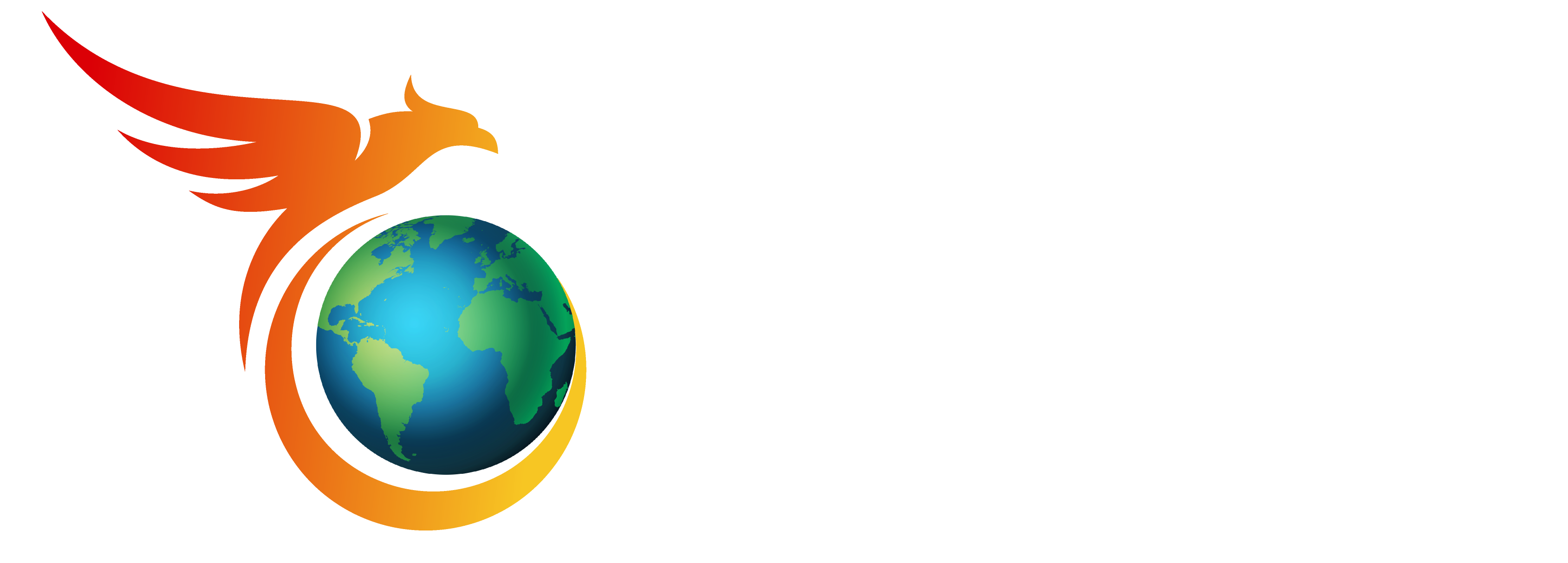 horizontal phoenix logo with white type